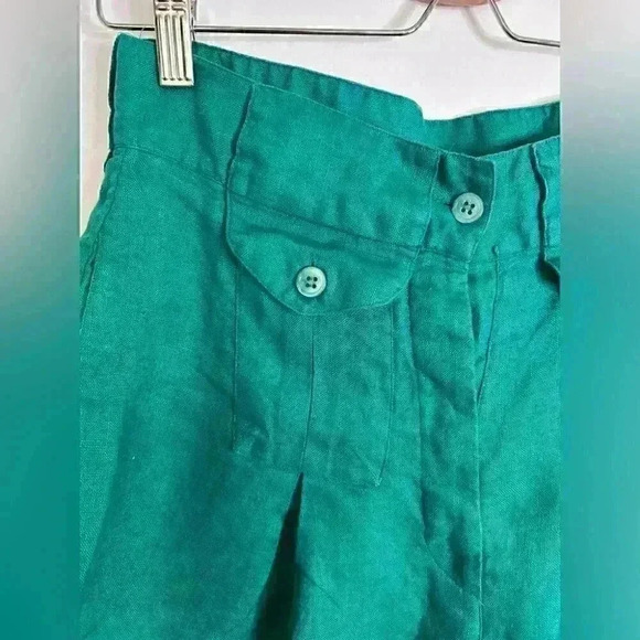 Adrienne Vittadini Linen Shorts in Dark Green Size 10 - Picture 2 of 8